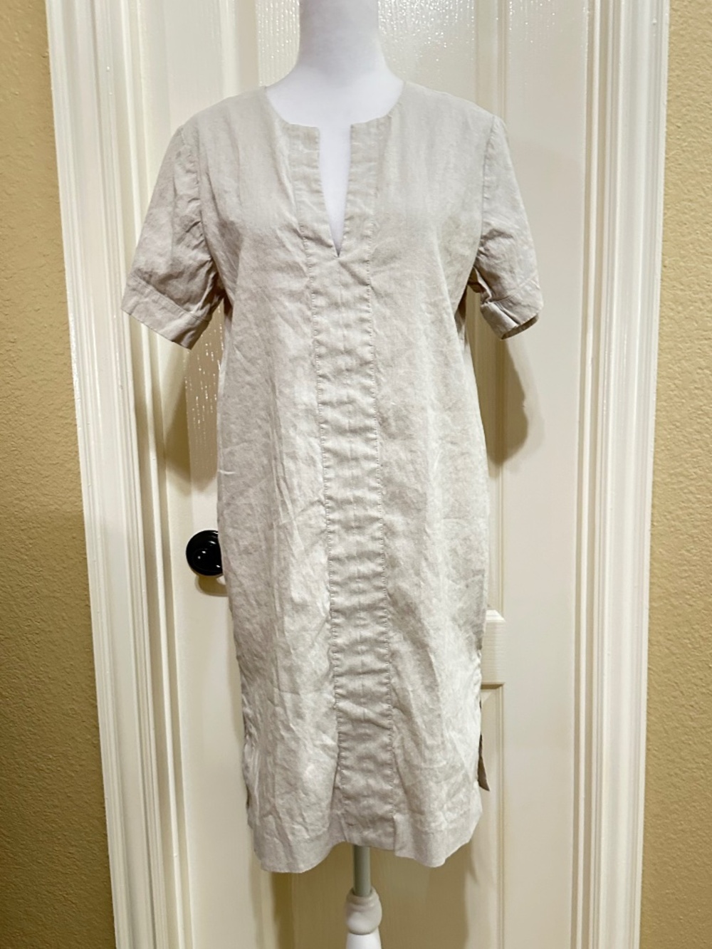 Theory Linen V Neck Shift Dress